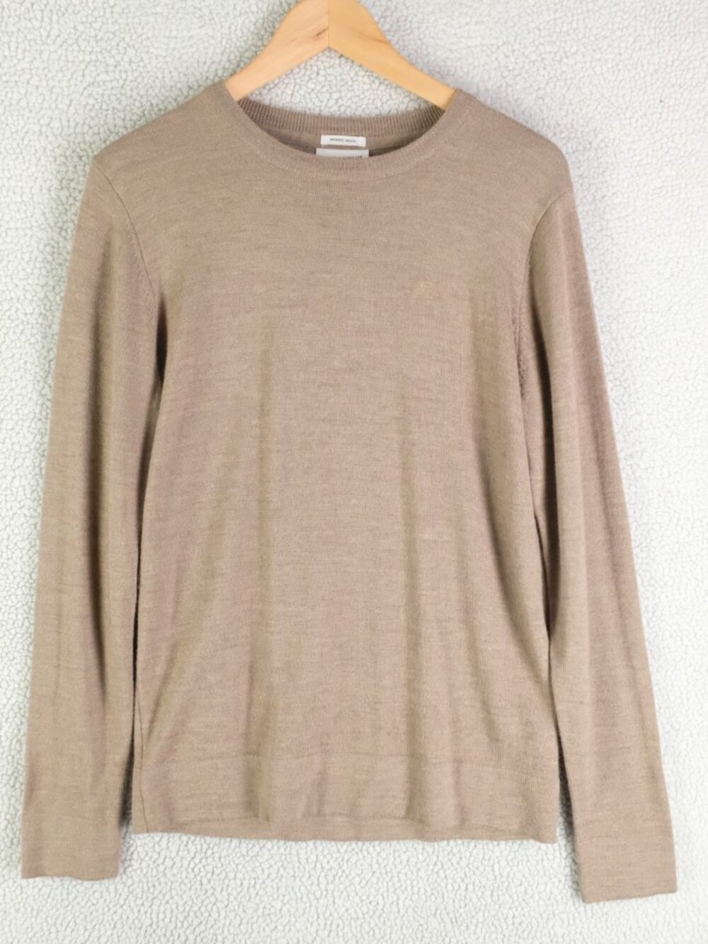 Lindbergh Sweater Mens Medium Brown Slim Fit Merino Wool Lightweight Crew